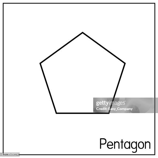 ilustrações de stock, clip art, desenhos animados e ícones de 2d pentagon perfect shapes. only black and white for preschool coloring, comparison, drawing, doodle, art project, first word book or flash card. - doll house