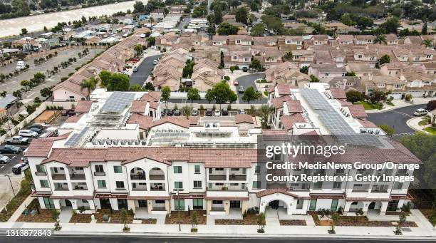 The 75-unit Heroes Landing apartments in Santa Ana, CA, on July 1, 2020. The complex is Orange County?s largest supportive housing project for...