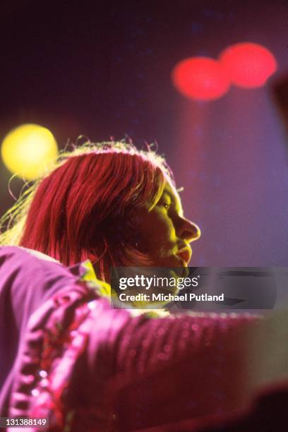 Rick Wakeman of Yes performs on stage, London, 1973.