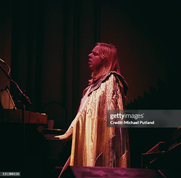Rick Wakeman of Yes performs on stage, London, 1974.