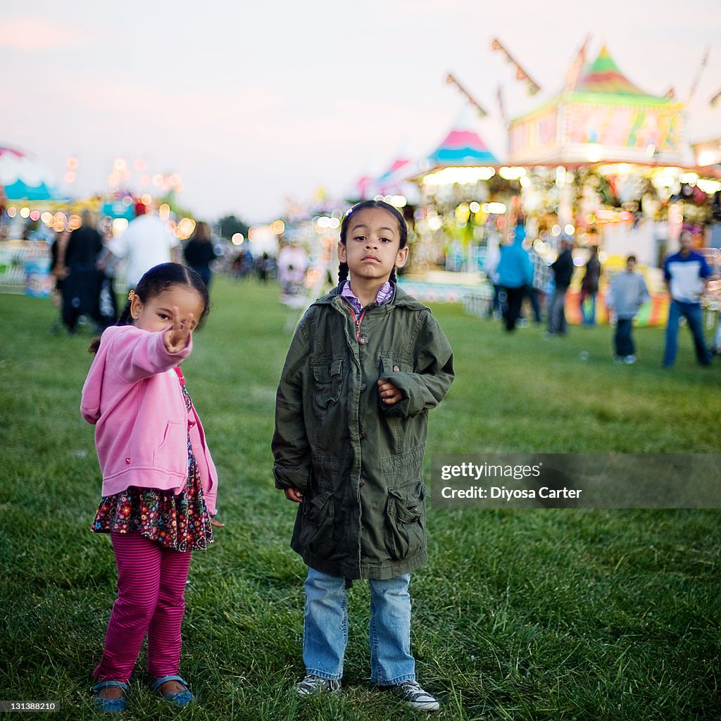 Two young girls at carnival