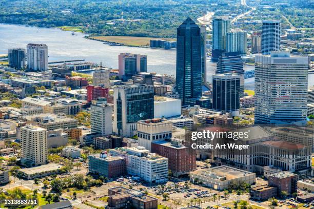 downtown jacksonville aerial - jacksonville stock pictures, royalty-free photos & images