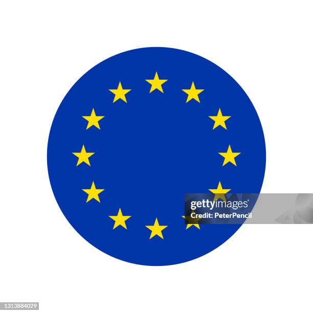 european union flag icon vector illustration - round - eu flag stock illustrations