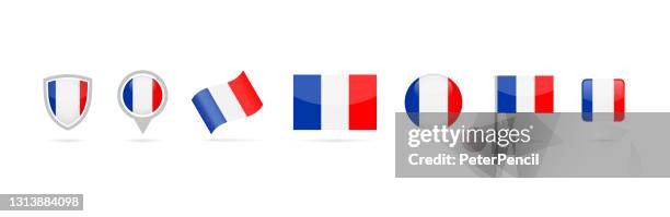 stockillustraties, clipart, cartoons en iconen met frankrijk vlag pictogram vector set - franse vlag