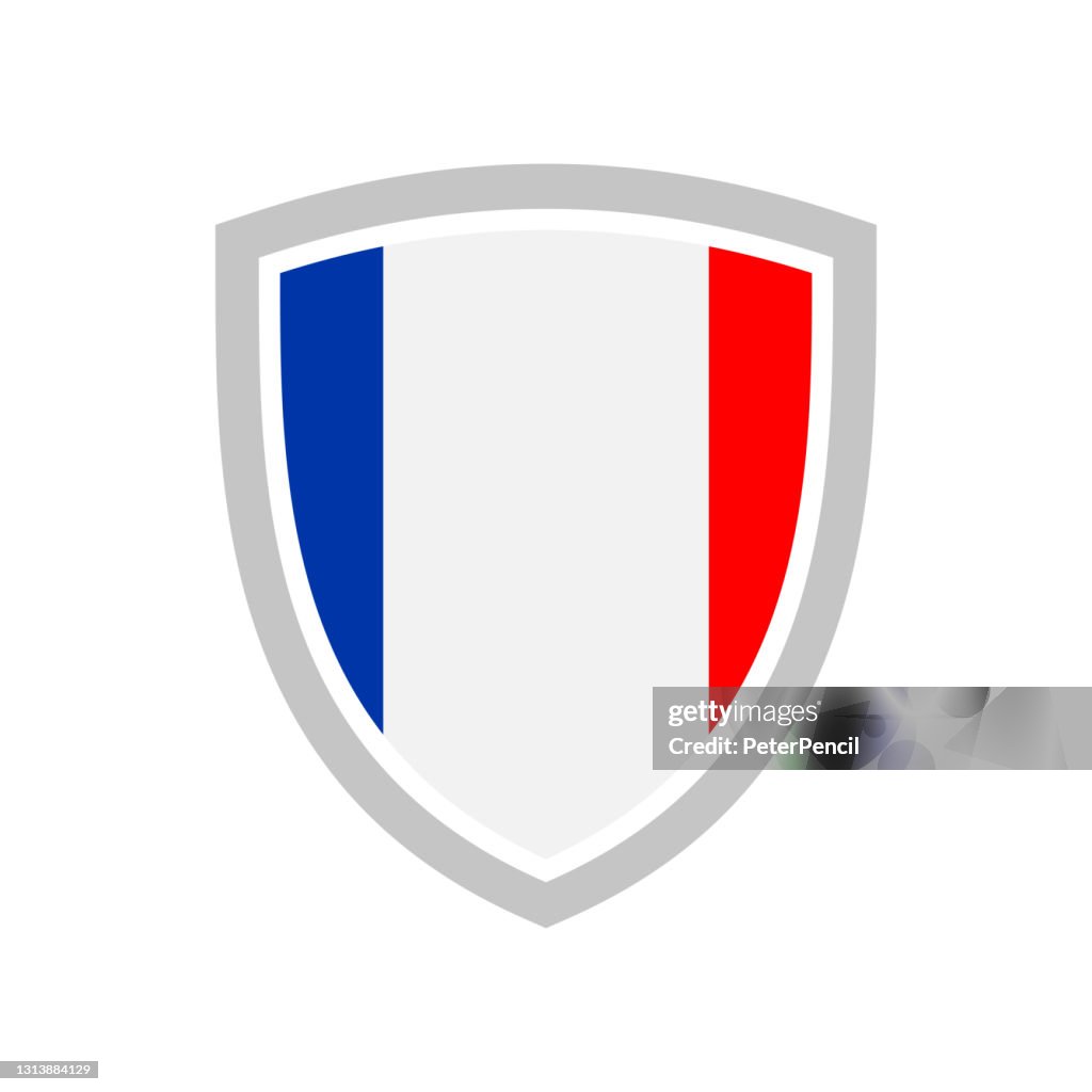 France - Flag Icon Vector Illustration - Shield
