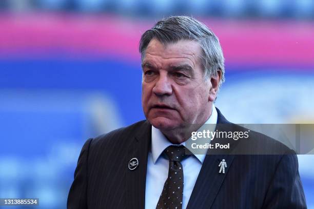 Sam Allardyce, Manager of West Bromwich Albion looks on ahead of the Premier League match between Leicester City and West Bromwich Albion at The King...