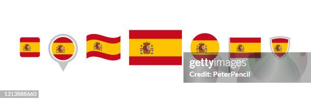 spain flag icon vector set - spain flag stock illustrations