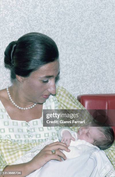 Margarita of Borbon, sister of King Juan Carlos, with her second son Alfonso, Madrid, Spain, 1973.