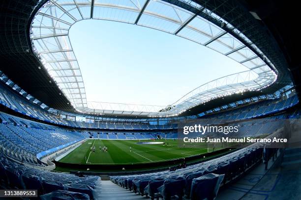 General view inside of the stadium ahead of the La Liga Santander match between Real Sociedad and RC Celta at Estadio Anoeta on April 22, 2021 in San...