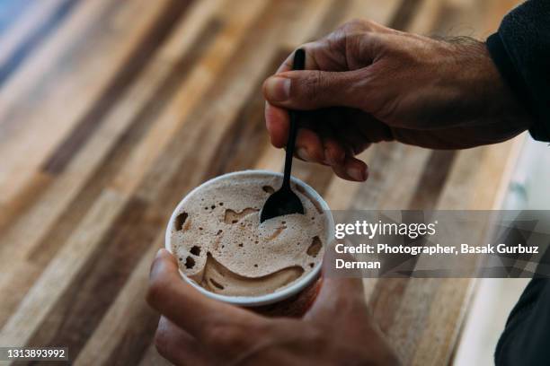 peanut butter caramel ice cream - ice cream sundae stock pictures, royalty-free photos & images