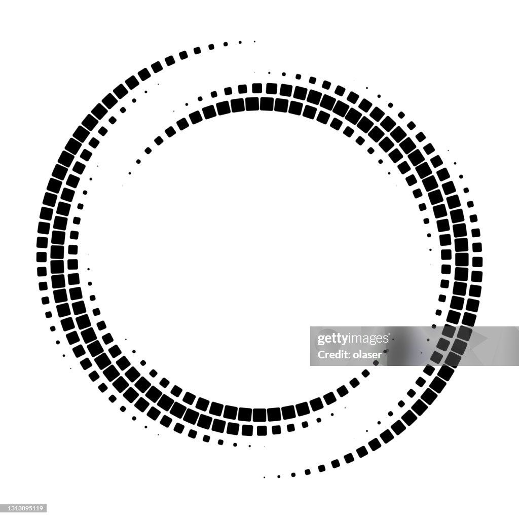 Swirl Shape Made Of Circular Pattern Of Square Dots Fading Using Size  High-Res Vector Graphic - Getty Images