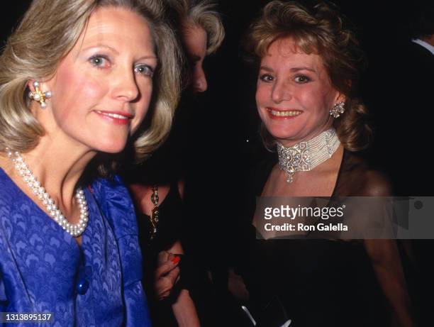 Anna Murdoch and Barbara Walters attend the Preview Celebration of Newly Redecorated and Renamed The Grill Room at the Four Seasons Restaurant to...