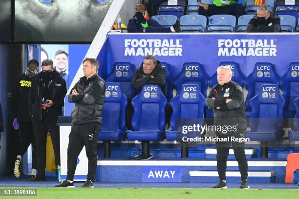 Sam Allardyce, Manager of West Bromwich Albion looks on during the Premier League match between Leicester City and West Bromwich Albion at The King...