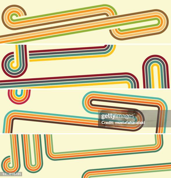 retro style banners - rainbow stock illustrations