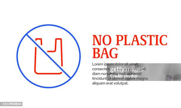 no plastic bag concept, vector line icon template design - plastic free stock illustrations