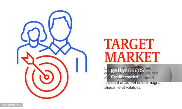 target market concept, vector line icon template design - zielgruppe stock-grafiken, -clipart, -cartoons und -symbole