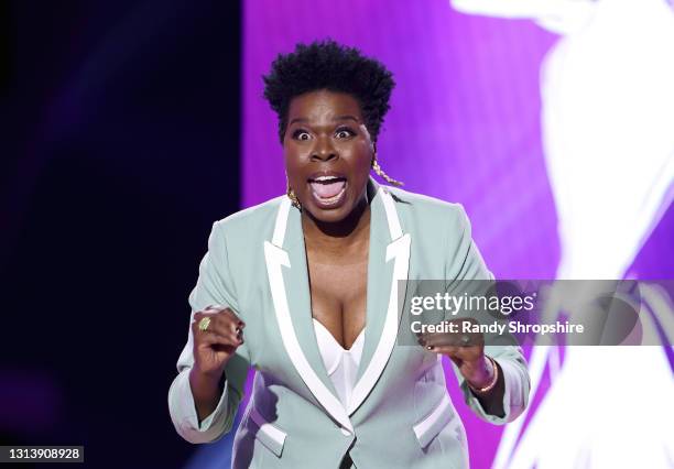 April 22: In this image released on April 22 Leslie Jones speaks onstage during ESSENCE Black Women in Hollywood Awards in Los Angeles, California.