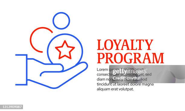 loyalty program concept, vector line icon template design - retail loyalty stock illustrations