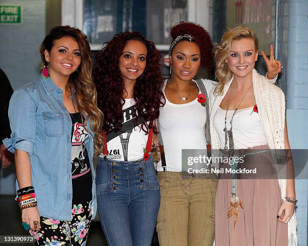 Little Mix from the X-Factor are seen leaving the ITV Studios on November 4, 2011 in London, England.