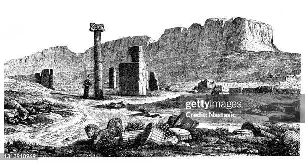 karnak temple complex, luxor, upper egypt - pool top view stock illustrations