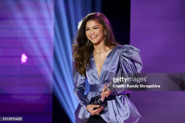 April 22: In this image released on April 22 Zendaya speaks onstage during ESSENCE Black Women in Hollywood Awards in Los Angeles, California.