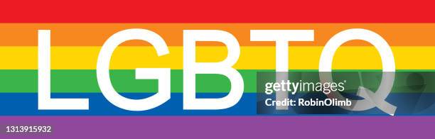 lgbtq rainbow striped banner - single word stock illustrations