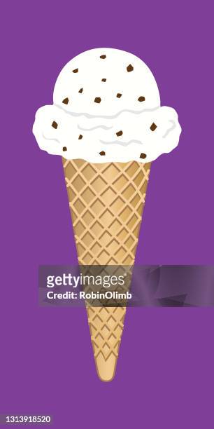 one scoop chocolate chip ice cream cone - ice cream scoop stock illustrations