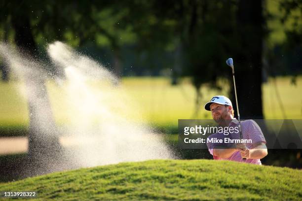 Brice Garnett plays a shot out of the bunker during the first round of the Zurich Classic of New Orleans at TPC Louisiana on April 22, 2021 in New...