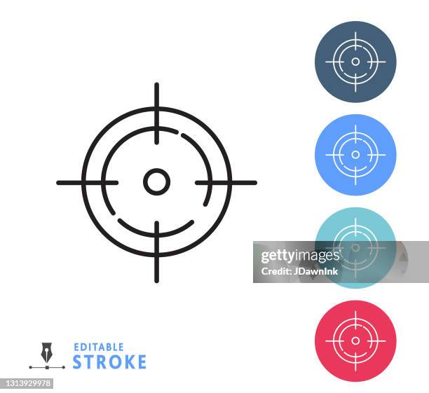 stockillustraties, clipart, cartoons en iconen met e-sports en gaming cross hair voor fps dunne lijn icon- bewerkbare slag - vizier