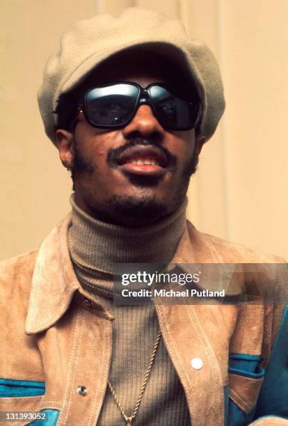 Stevie Wonder, portrait, being interviewed, London, 29th January 1974.