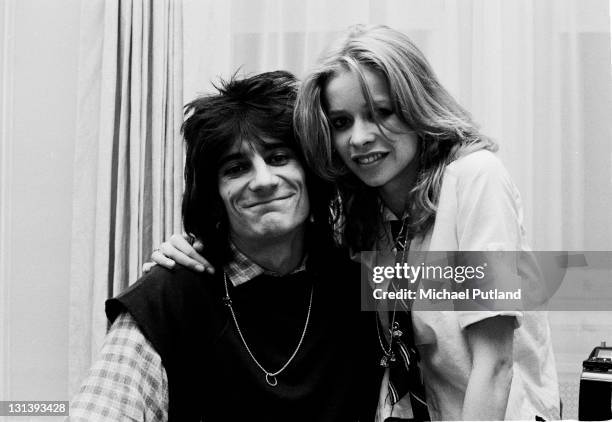 Ron Wood of the Rolling Stones with wife Jo Wood, portrait, New York, 1978.