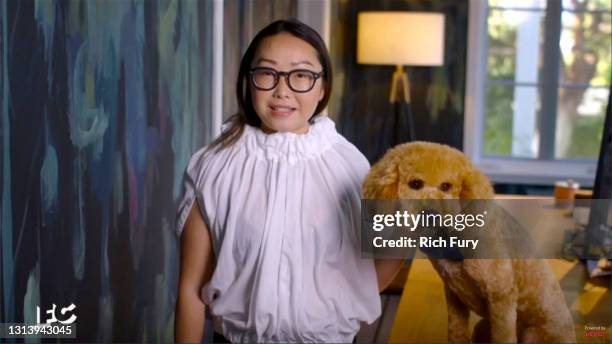 In this screengrab released on April 22, Lulu Wang speaks during the 2021 Film Independent Spirit Awards broadcast on April 22, 2021.