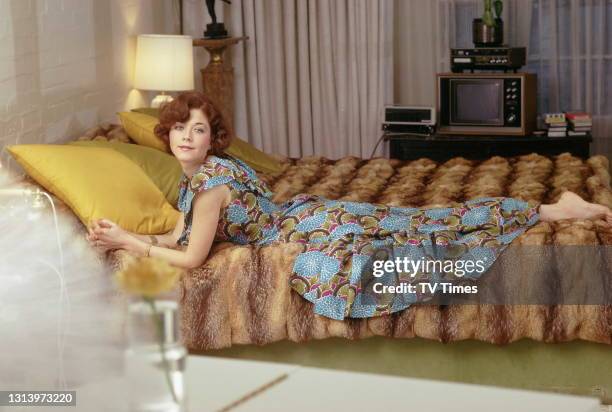 Actress Linda Thorson at home, circa 1973.