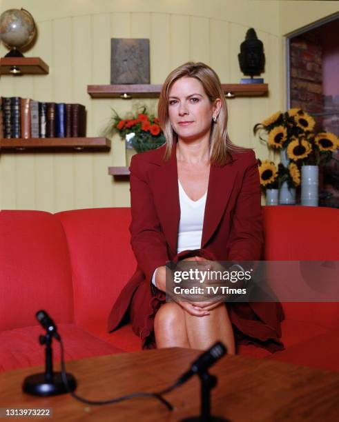 Behind the scenes with GMTV news presenter Penny Smith, circa 2002.