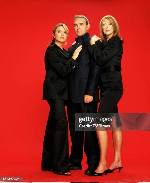 Holby City actors Tina Hobley, Sharon Maughan and Mark Moraghan, circa 2003. .