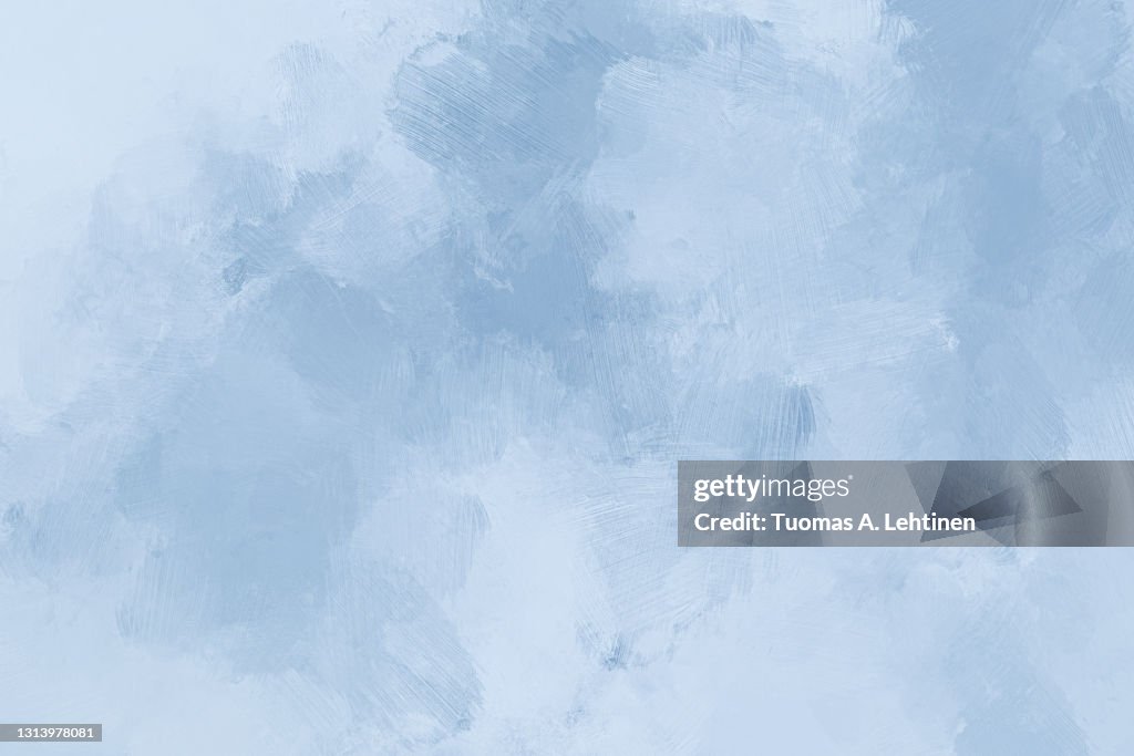 Abstract light blue and grayish oil painting background with brush strokes.