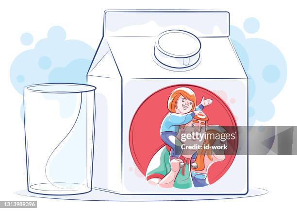 healthy family drinking pack - juice box stock illustrations