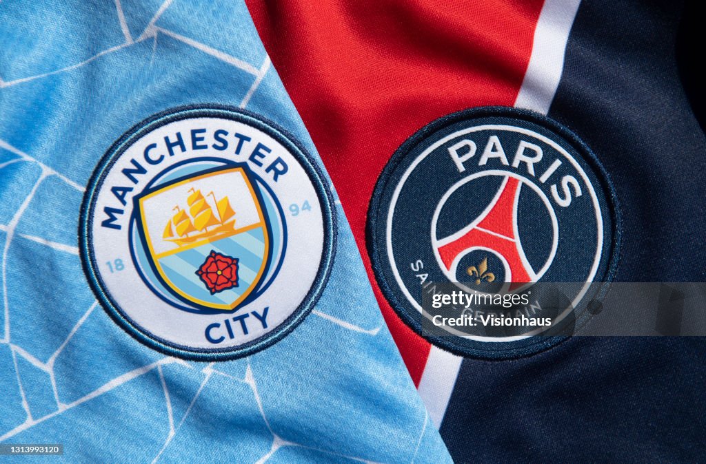 The Club Badges of Manchester City and Paris Saint-Germain