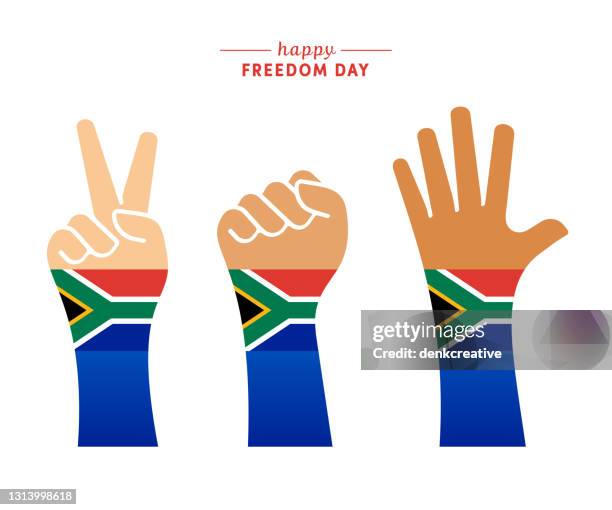 happy freedom day of south africa greeting card - south african people stock illustrations