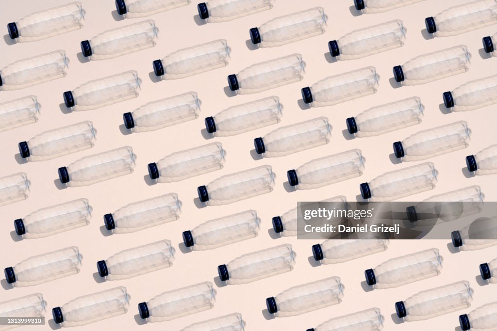 Pet bottles placed in a row