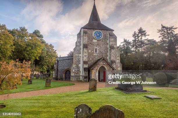mickleham church ii - surrey england stock pictures, royalty-free photos & images