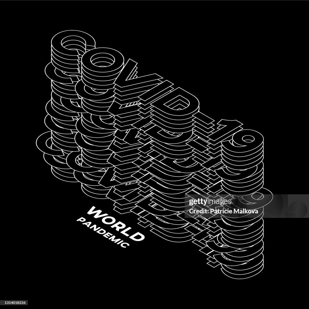 Vector black and white inscription coronavirus background, Wuhan virus covid-19