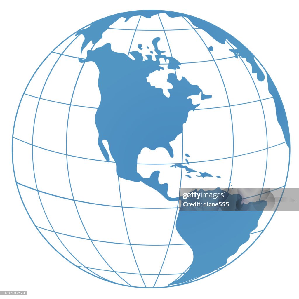 North And South America Wire Frame Globe