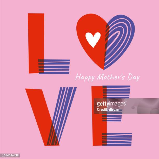 ilustraciones, imágenes clip art, dibujos animados e iconos de stock de tarjeta de felicitación del día de la madre con corazones. - mothers day text art