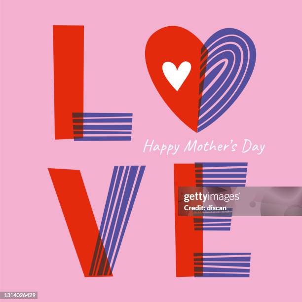 ilustrações de stock, clip art, desenhos animados e ícones de mother’s day greeting card with hearts. - mothers day text art