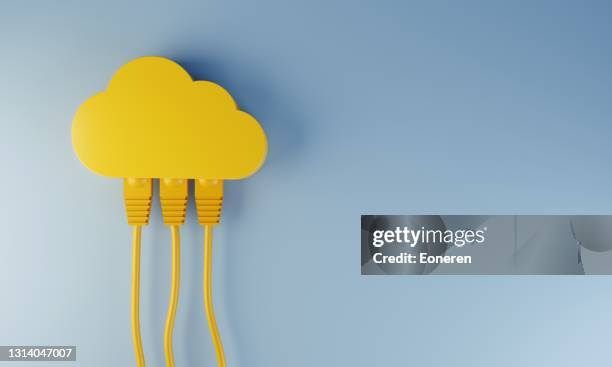 het concept van de gegevensverwerking van de wolk - 3d icon stockfoto's en -beelden