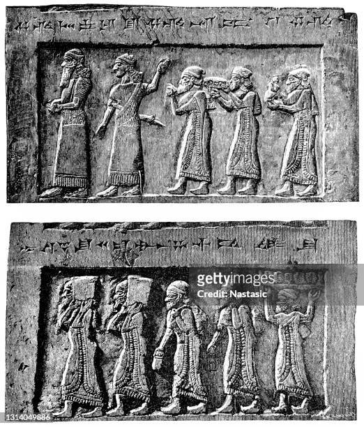 stockillustraties, clipart, cartoons en iconen met obelisk of shalmaneser iii (858-824 v.chr.), british museum, londen - british museum