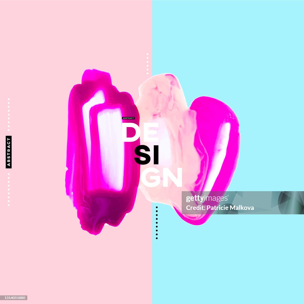 Vector colored cosmetic background with nail polish grunge, make-up composition with smear smudge, art painting, glossy colors texture, make up design background, art brush strokes