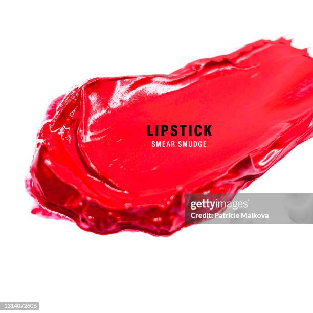 vector red lipstick smear smudge, love background, cosmetics composition, make up design illustration, realistic lipstick brush strokes, beautician design - red lipstick stock illustrations