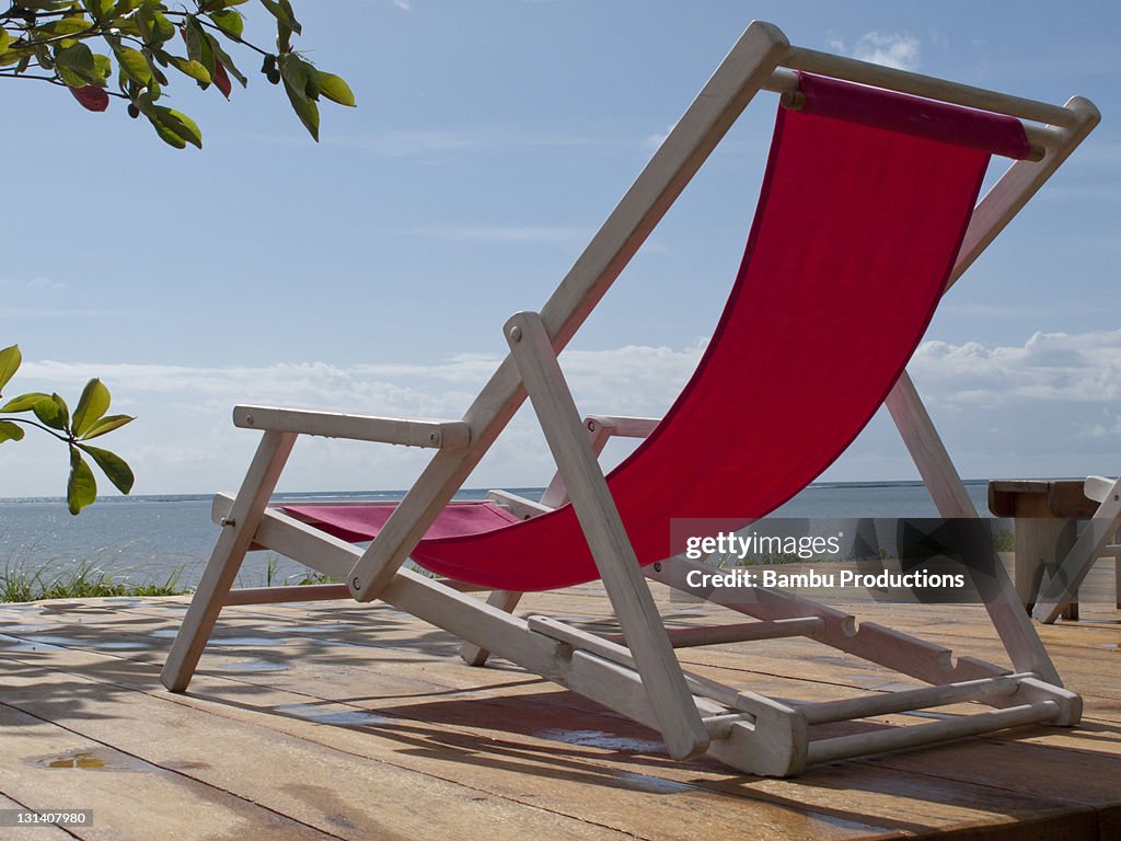 Beach chair in front of the sea